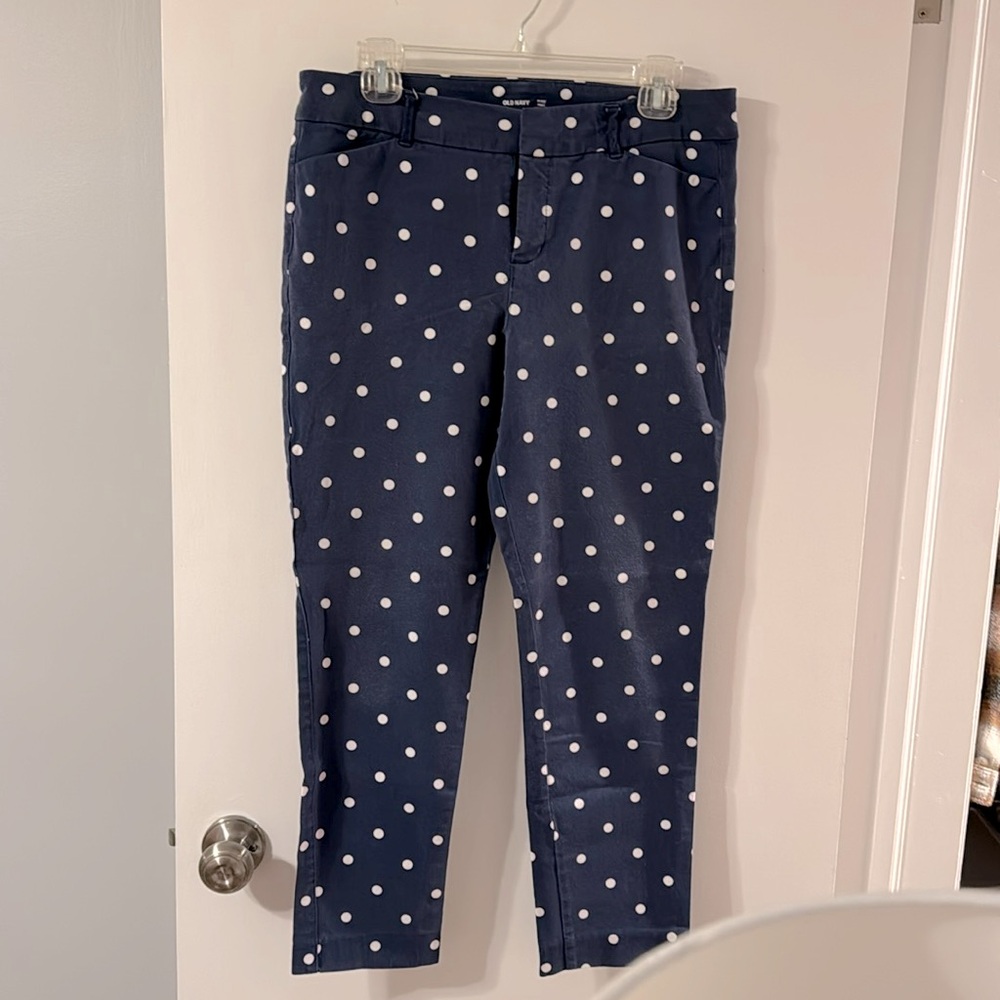 Old Navy Pixie Ankle Pant Size 10 Blue with White Polka Dots